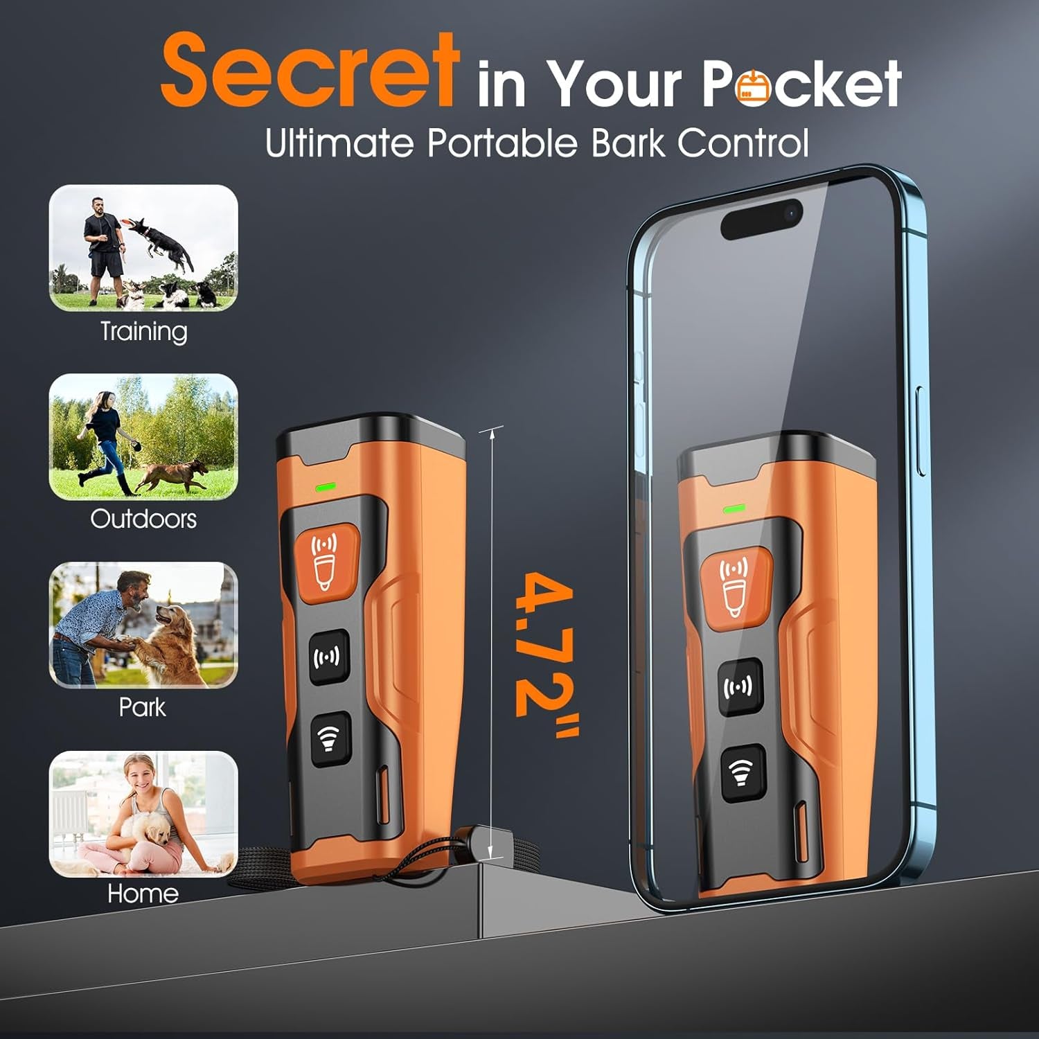 Dog Bark Deterrent Devices for Own or Neighbor'S Dog Ultrasonic Dog Training Device Safe & Effective Portable anti Barking Device for Dogs Indoor Outdoor Use Orange