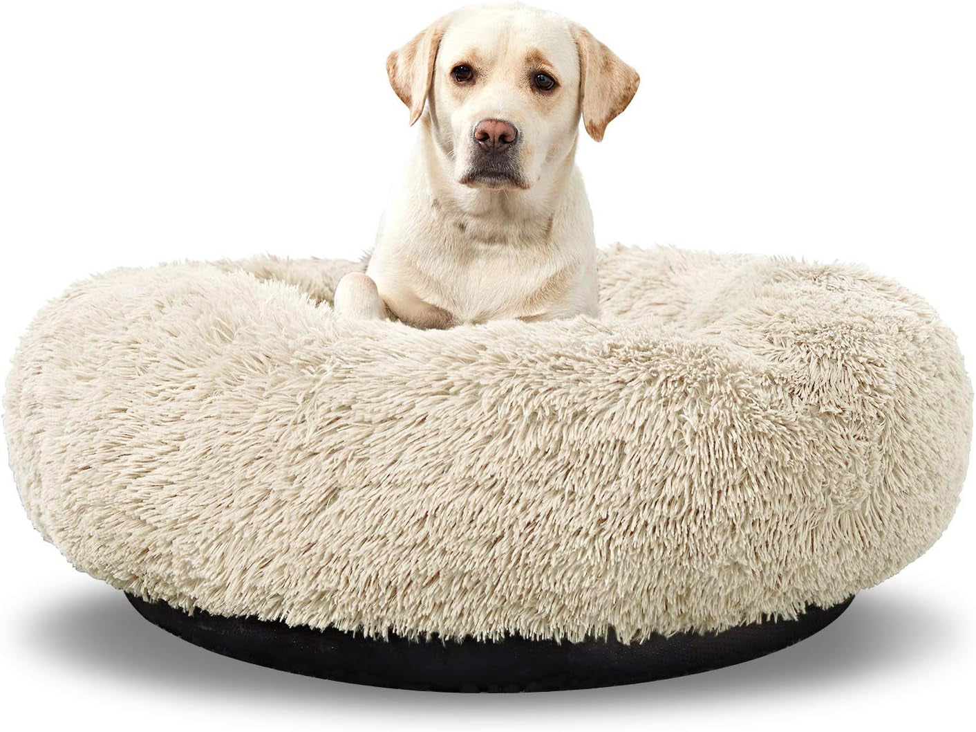 Washable round Bed for Large Dogs, Donut-Shaped Calming Cuddler for Medium Dogs, Comfy